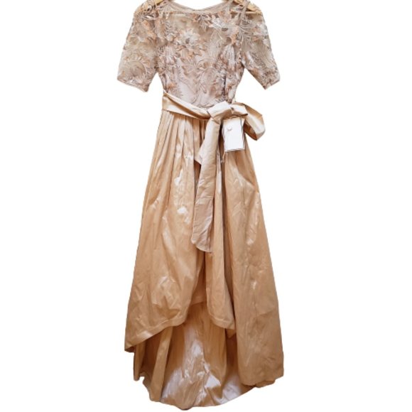 Adrianna Papell *NEW* Sequin Lace & Taffeta Gold Ballgown - Picture 4 of 16
